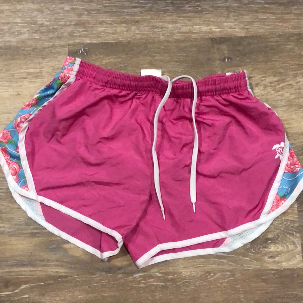 Pink and blue floral simply southern shorts.